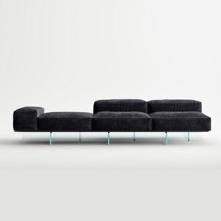 Saphir - Canapé modulaire moderne avec base en verre, fabriqué en Italie Viadurini