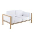 Canapé d'extérieur 2 ou 3 places en teck avec ensemble d'oreillers inclus Made in Italy - Liberato