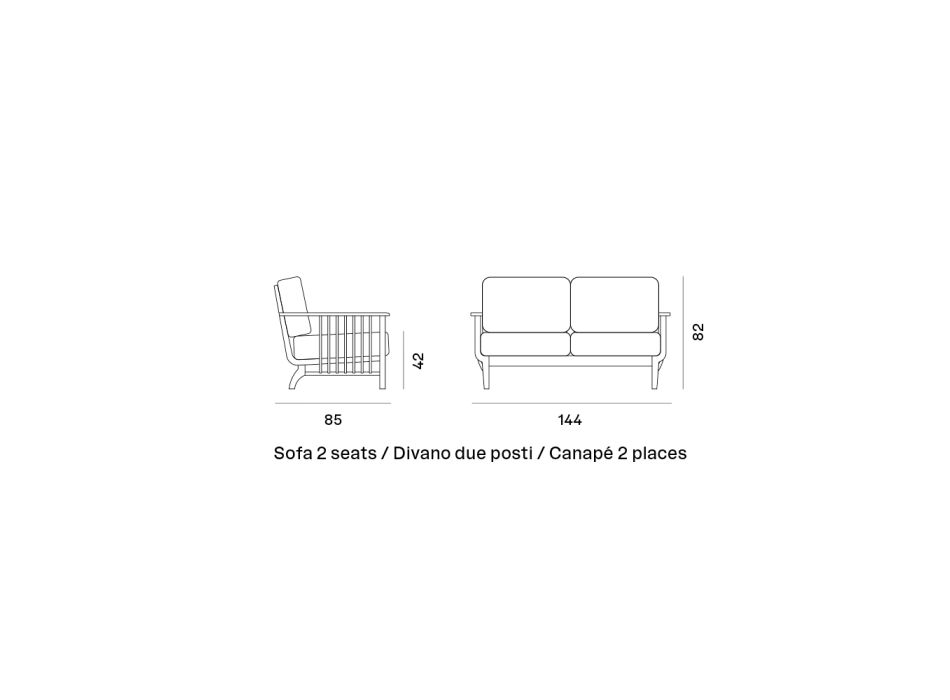 Canapé d'extérieur 2 ou 3 places en teck fabriqué en Italie avec coussins - Sleepy Viadurini