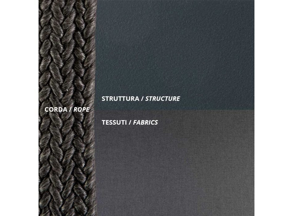 Canapé d'extérieur en acier et corde de différentes tailles avec coussins Made in Italy - Helga Viadurini