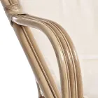 Canapé d'extérieur 2 places pour jardin en rotin coussins blancs - Maurizia Viadurini