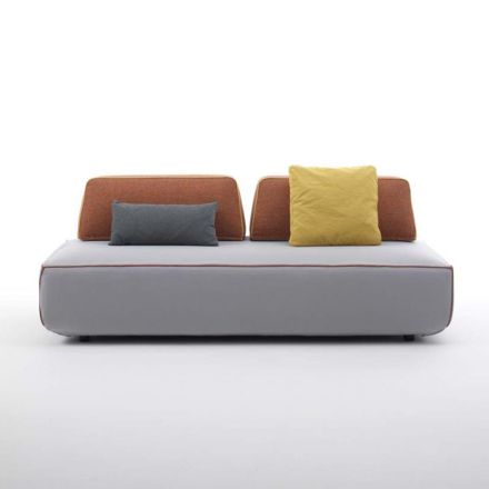 Canapé de salon 2 places en tissu gris avec bordure Made in Italy - Ardenne Viadurini