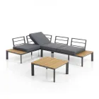 Canapé Transformable en Méridienne avec Dossier Ajustable et Table Basse - Finir Viadurini