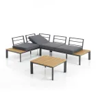 Canapé Transformable en Méridienne avec Dossier Ajustable et Table Basse - Finir Viadurini