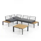 Canapé Transformable en Méridienne avec Dossier Ajustable et Table Basse - Finir Viadurini