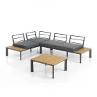 Canapé Transformable en Méridienne avec Dossier Ajustable et Table Basse - Finir Viadurini