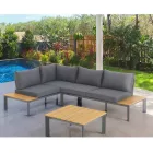 Canapé Transformable en Méridienne avec Dossier Ajustable et Table Basse - Finir Viadurini