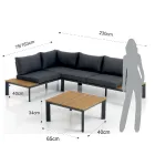 Canapé Transformable en Méridienne avec Dossier Ajustable et Table Basse - Finir Viadurini