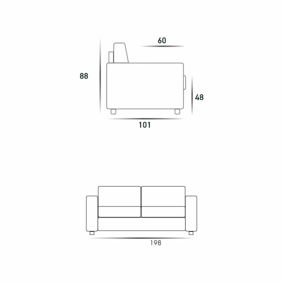 Trois places canapé simili cuir design moderne / tissu fabriqué en Italie Mora Viadurini