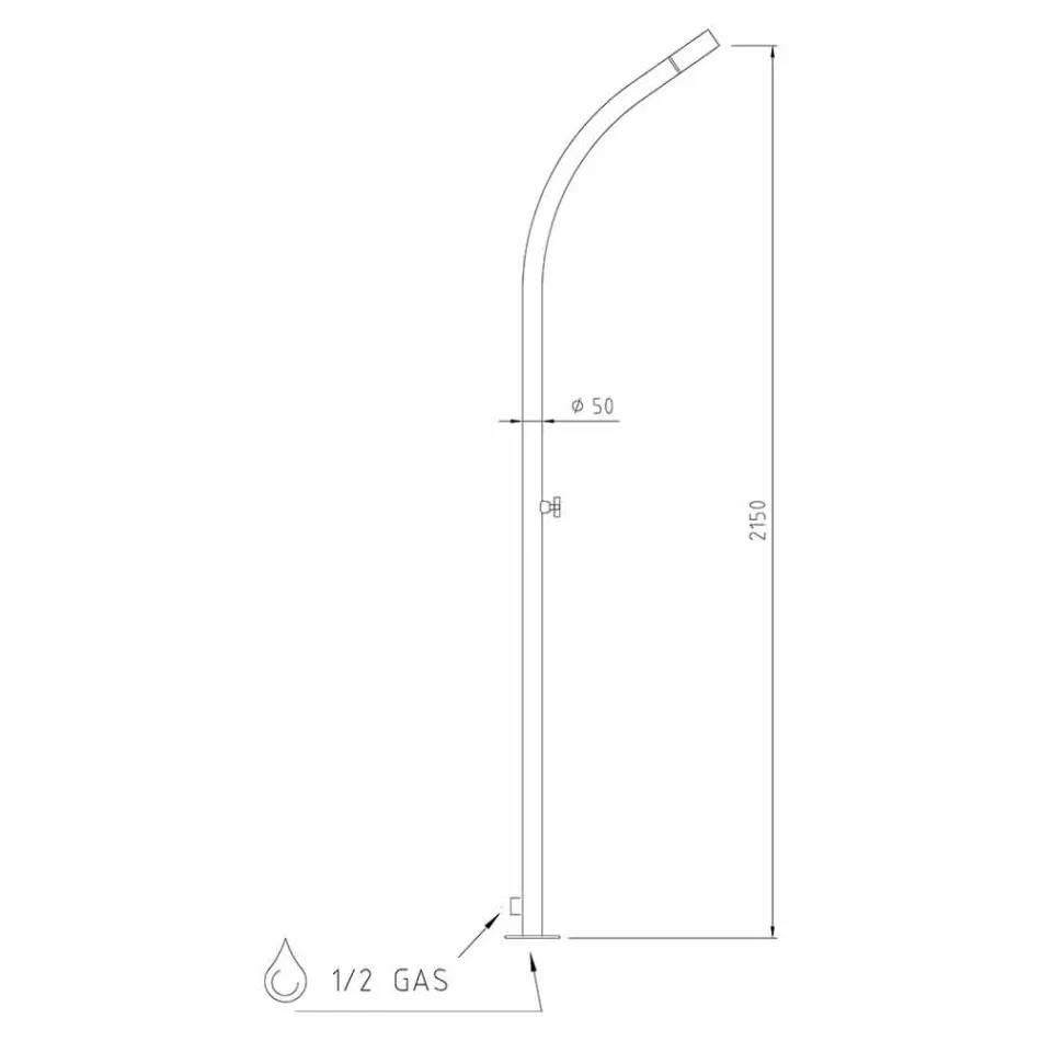 Douche de jardin avec pommeau de douche intégré en acier inoxydable Made in Italy - Yuki Viadurini