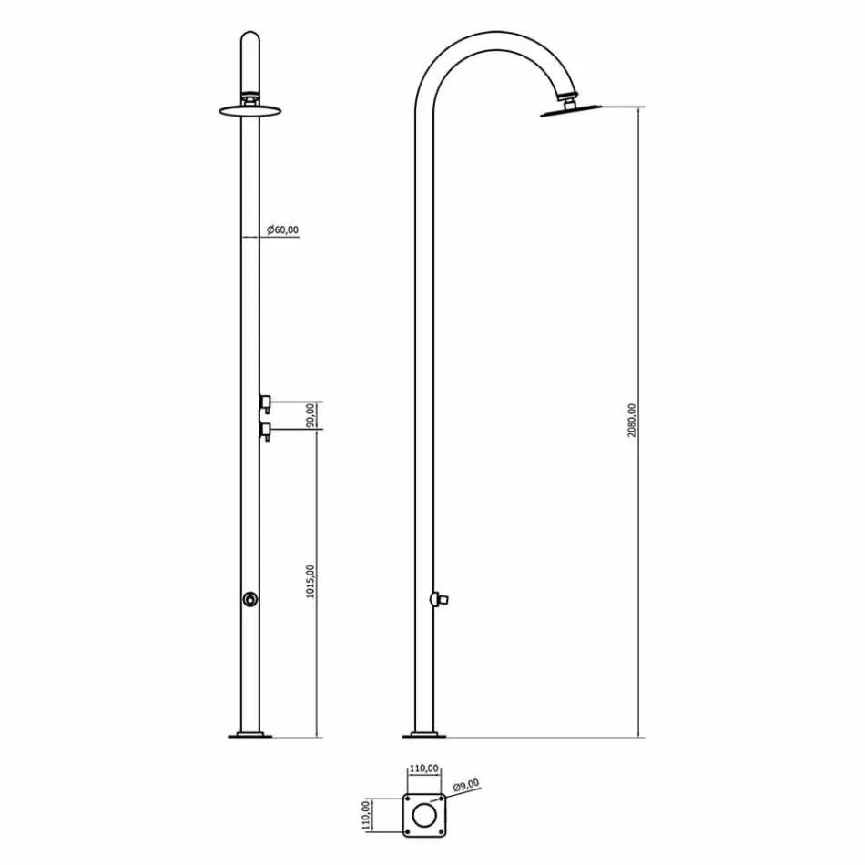 Douche de jardin en acier inoxydable chromé avec lave-pieds Made in Italy - Marlen Viadurini