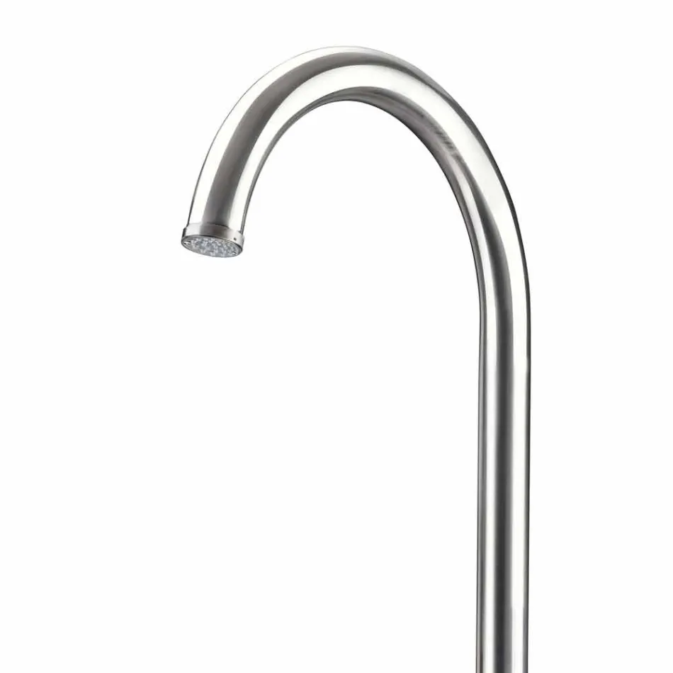 Douche de jardin en acier inoxydable chromé avec lave-pieds Made in Italy - Marlen Viadurini