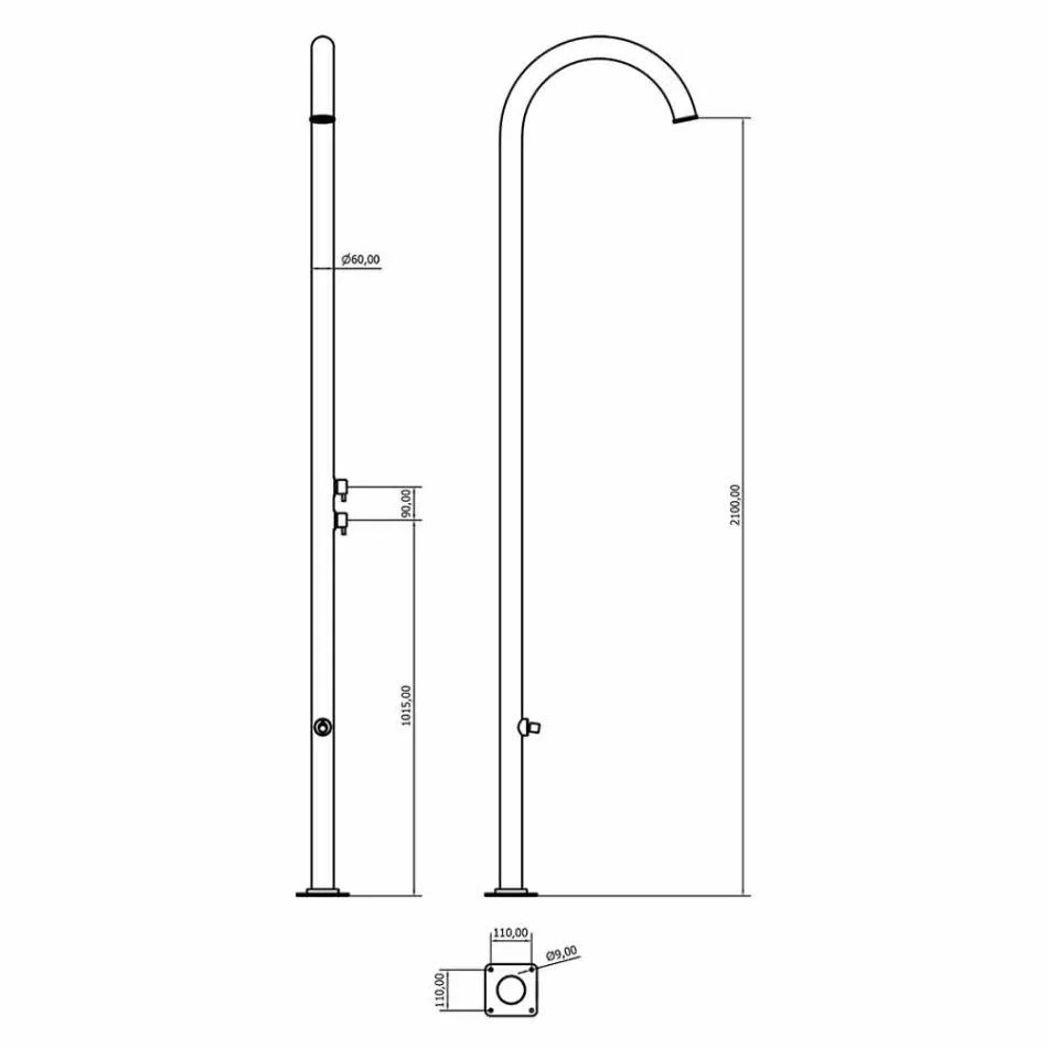 Douche de jardin en acier inoxydable chromé avec lave-pieds Made in Italy - Marlen Viadurini