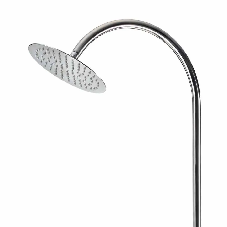Douche de jardin en acier inoxydable avec pommeau de douche rond Made in Italy - Norton Viadurini