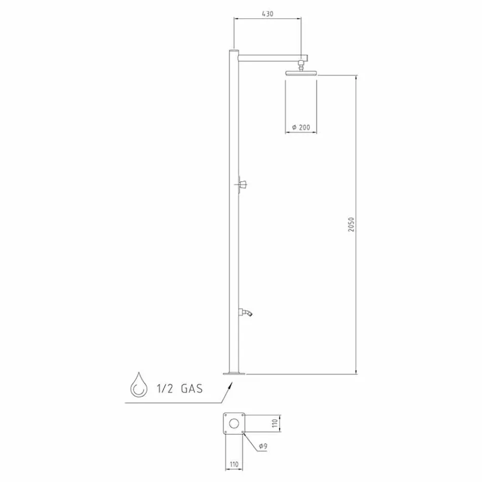 Douche extérieure en acier inoxydable avec robinet temporisé Made in Italy - Modeo Viadurini