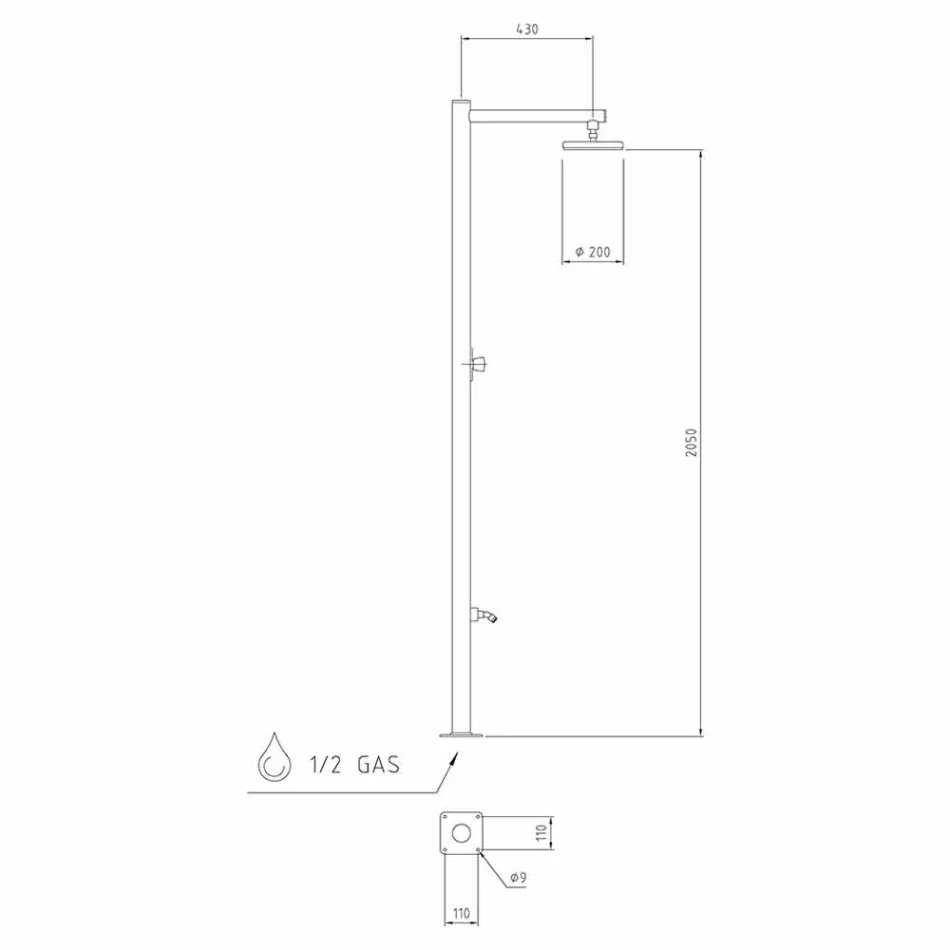 Douche extérieure en acier inoxydable chromé avec mitigeur Made in Italy - Modeo Viadurini