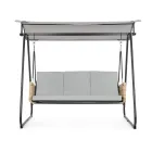 Balançoire d'extérieur 3 places en acier et accoudoirs en polyrotin - Settle Viadurini