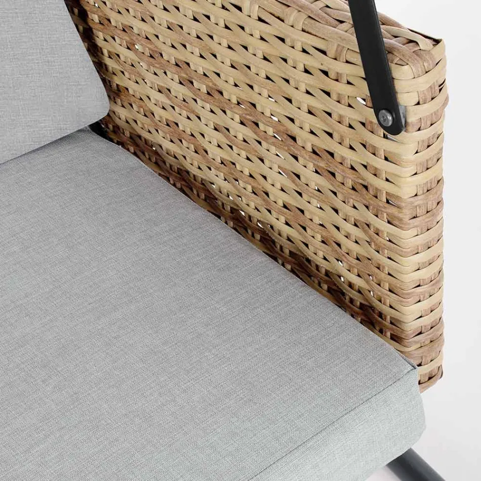 Balançoire d'extérieur 3 places en acier et accoudoirs en polyrotin - Settle Viadurini