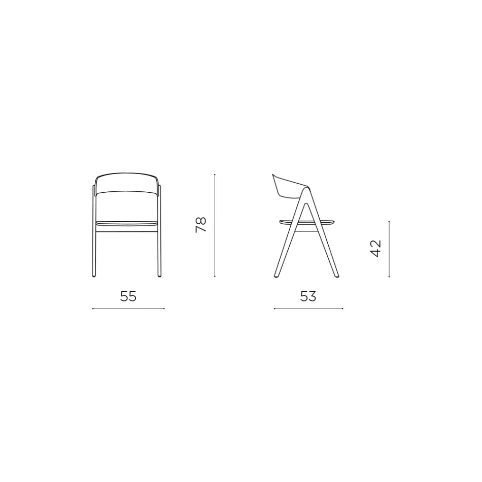 Deux chaises Vesta avec une finition effet bois et un dossier incurvé, disponibles en deux coloris. Viadurini