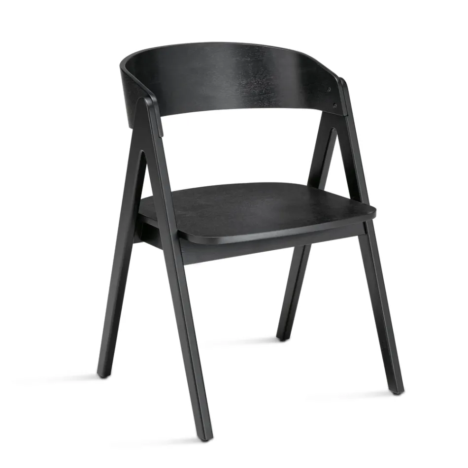 Deux chaises Vesta avec une finition effet bois et un dossier incurvé, disponibles en deux coloris. Viadurini