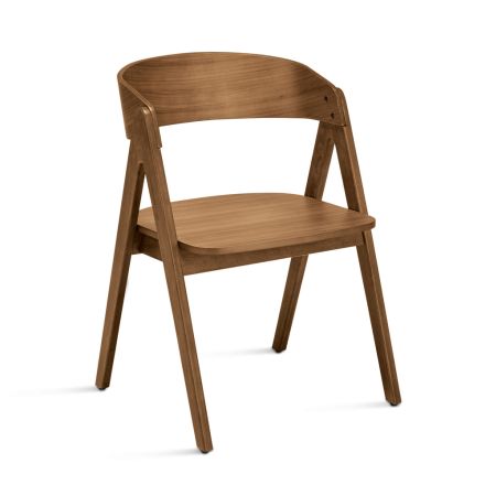 Deux chaises Vesta avec une finition effet bois et un dossier incurvé, disponibles en deux coloris. Viadurini