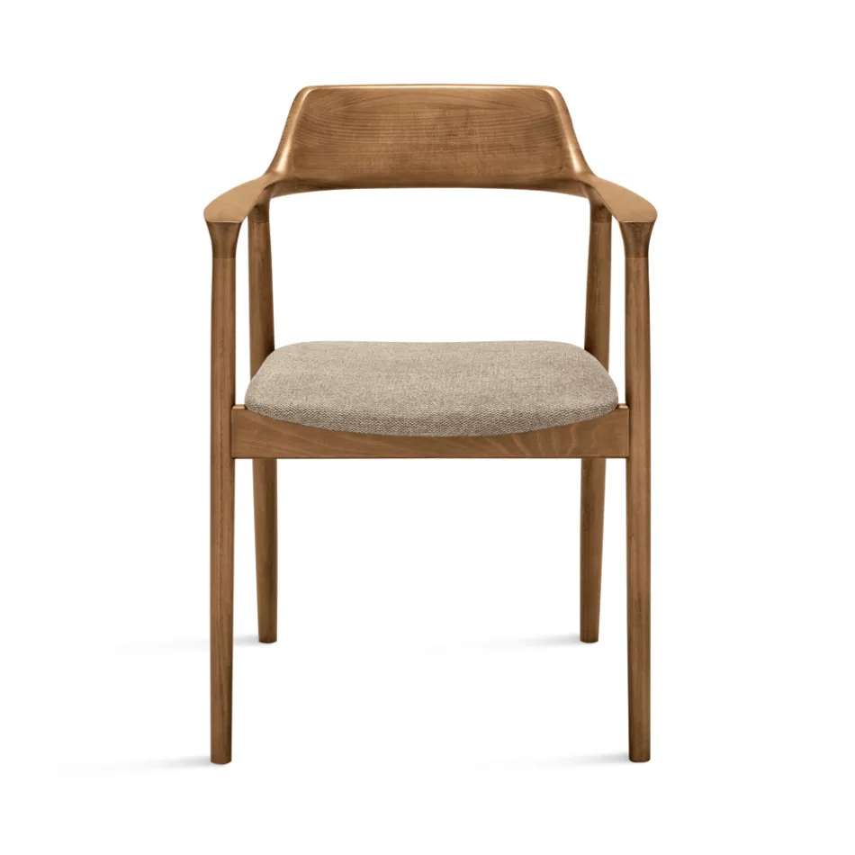Deux chaises en hêtre avec assise rembourrée en tissu bicolore - Dorian Viadurini