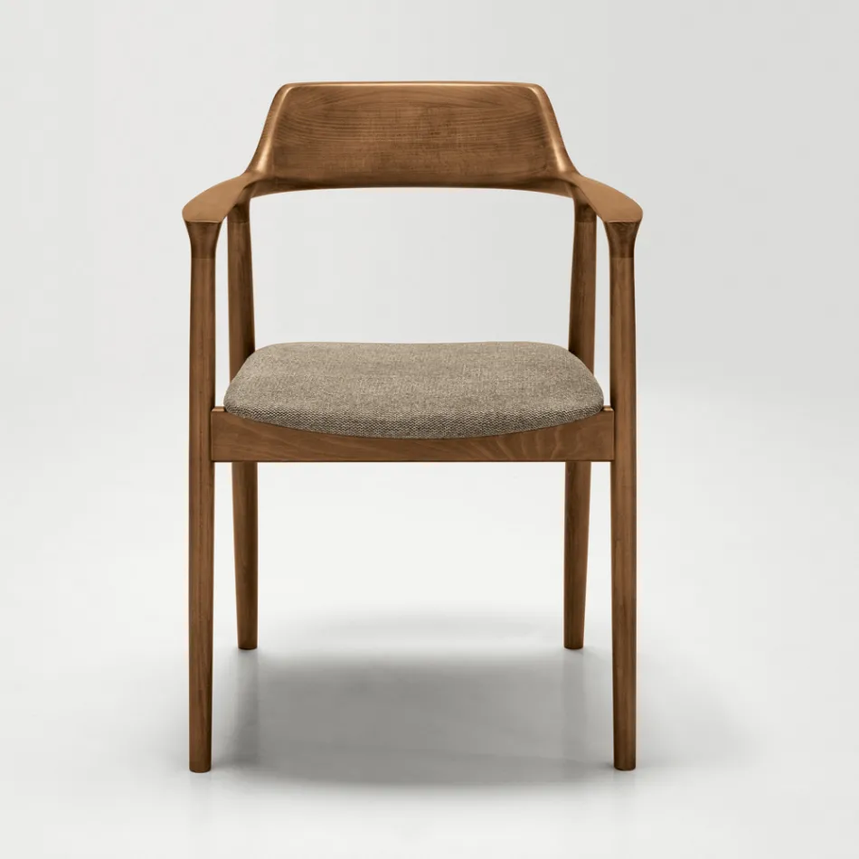 Deux chaises en hêtre avec assise rembourrée en tissu bicolore - Dorian Viadurini