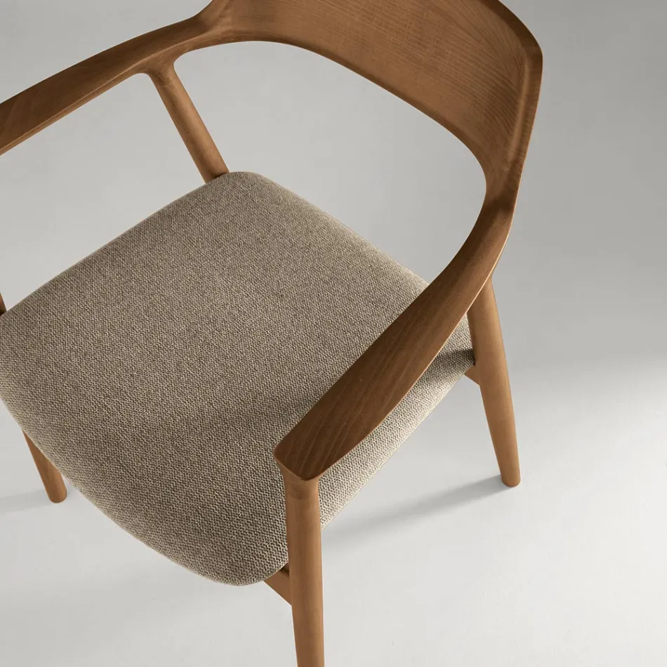 Deux chaises en hêtre avec assise rembourrée en tissu bicolore - Dorian Viadurini
