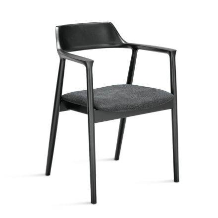 Deux chaises en hêtre avec assise rembourrée en tissu bicolore - Dorian Viadurini