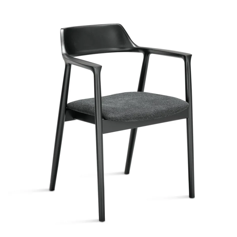 Deux chaises en hêtre avec assise rembourrée en tissu bicolore - Dorian Viadurini