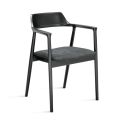 Deux chaises en hêtre avec assise rembourrée en tissu bicolore - Dorian