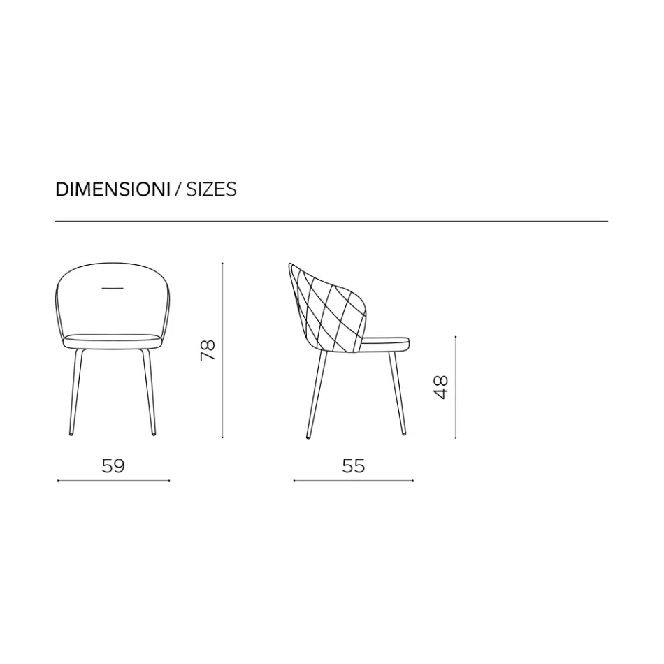 Deux chaises en métal peint et tissu rembourré de couleurs variées - Atria Viadurini