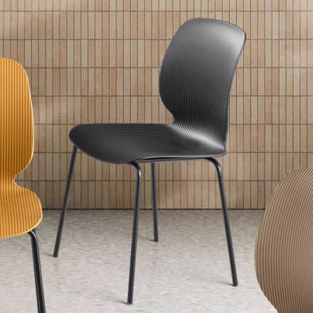 Deux chaises en polypropylène et métal peint multicolore - Dorica Viadurini