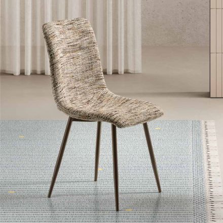 Deux chaises modernes en tissu rembourré et métal peint bicolore - Miral Viadurini
