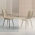 Deux chaises modernes en tissu rembourré et métal peint bicolore - Miral Viadurini