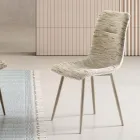 Deux chaises modernes en tissu rembourré et métal peint bicolore - Miral Viadurini