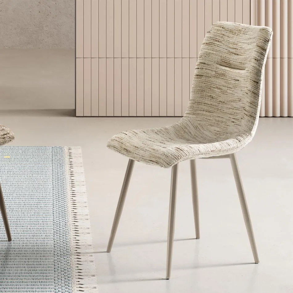 Deux chaises modernes en tissu rembourré et métal peint bicolore - Miral Viadurini