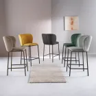 Deux tabourets rembourrés en tissu avec structure en métal peint - Miraggio Viadurini