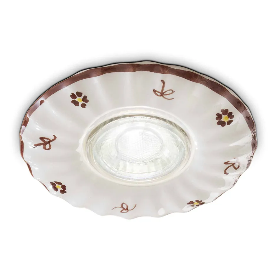 Spot encastré rond en céramique fait en Italie Pescara par Ferroluce Viadurini