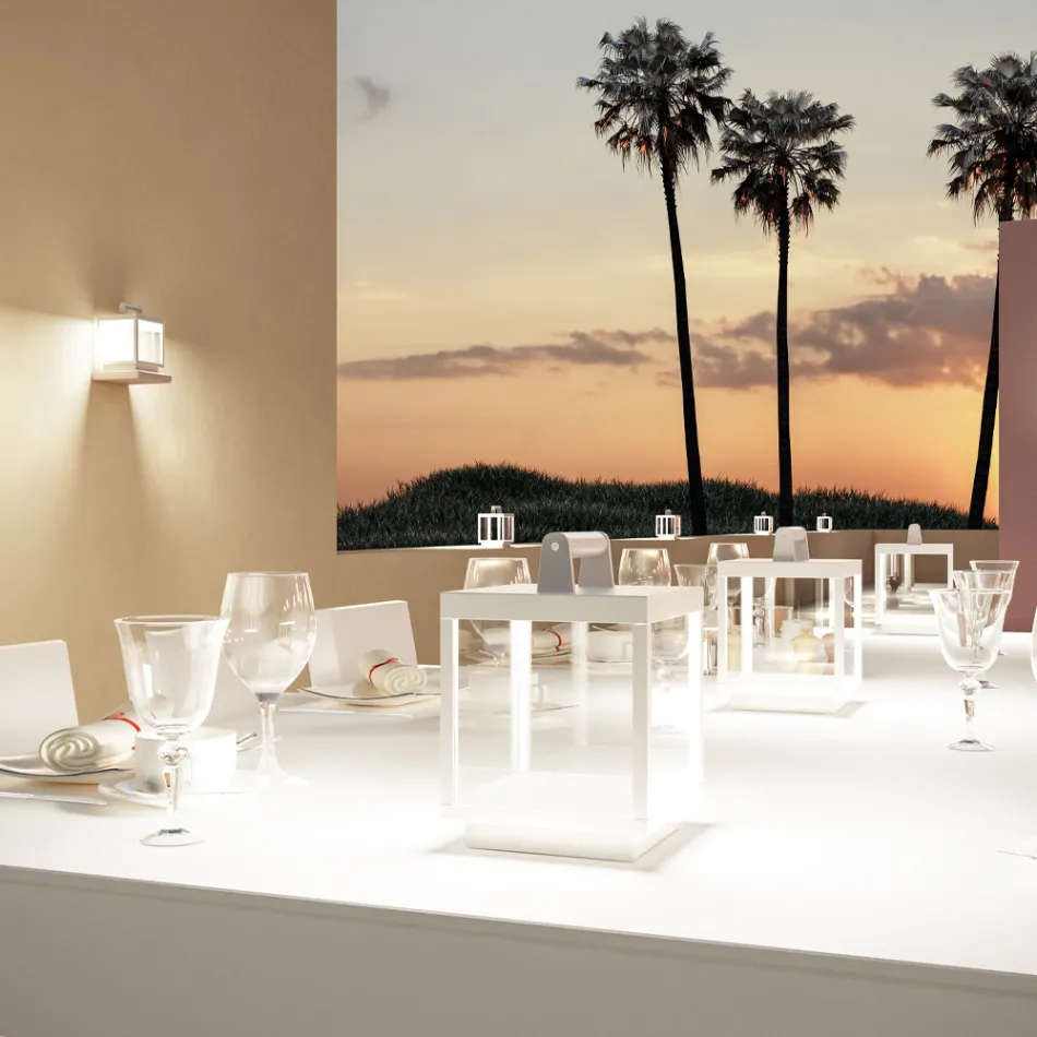 Spot Led Extérieur Décoratif en Aluminium Blanc ou Corten - Bettina Viadurini