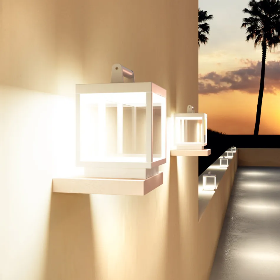 Spot Led Extérieur Décoratif en Aluminium Blanc ou Corten - Bettina Viadurini