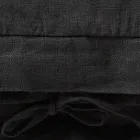 Housse de Coussin Carrée en Lin Lourd Noir et Lacets Fabriquée en Italie - Matero Viadurini