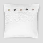 Housse de coussin carrée blanche avec dentelle et boutons de luxe italiens - Logos Viadurini