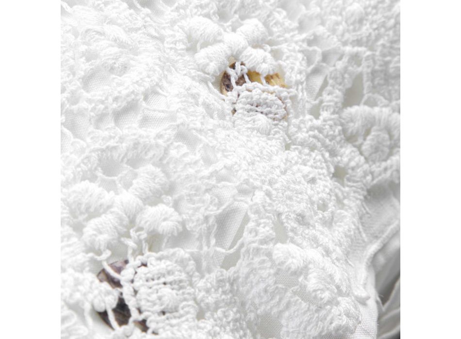 Taie d'oreiller en lin avec dentelle blanche pour lit design de luxe fabriqué en Italie - Kiss Viadurini