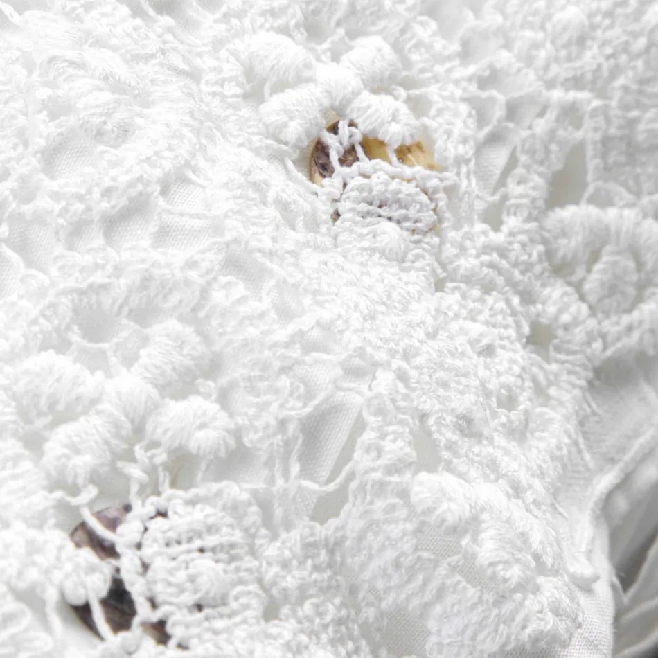 Taie d'oreiller en lin avec dentelle blanche pour lit design de luxe fabriqué en Italie - Kiss Viadurini