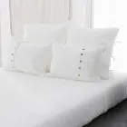 Taie d'oreiller en lin clair craie ou rétro avec attaches carrées - Prisco Viadurini