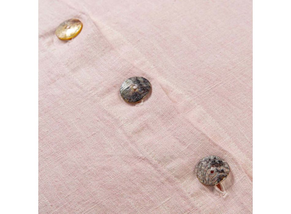 Taie d'oreiller carrée en lin coloré avec boutons en nacre Agoya - Méditerranée Viadurini