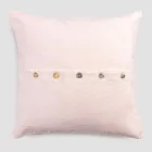 Taie d'oreiller carrée en lin coloré avec boutons en nacre Agoya - Méditerranée Viadurini