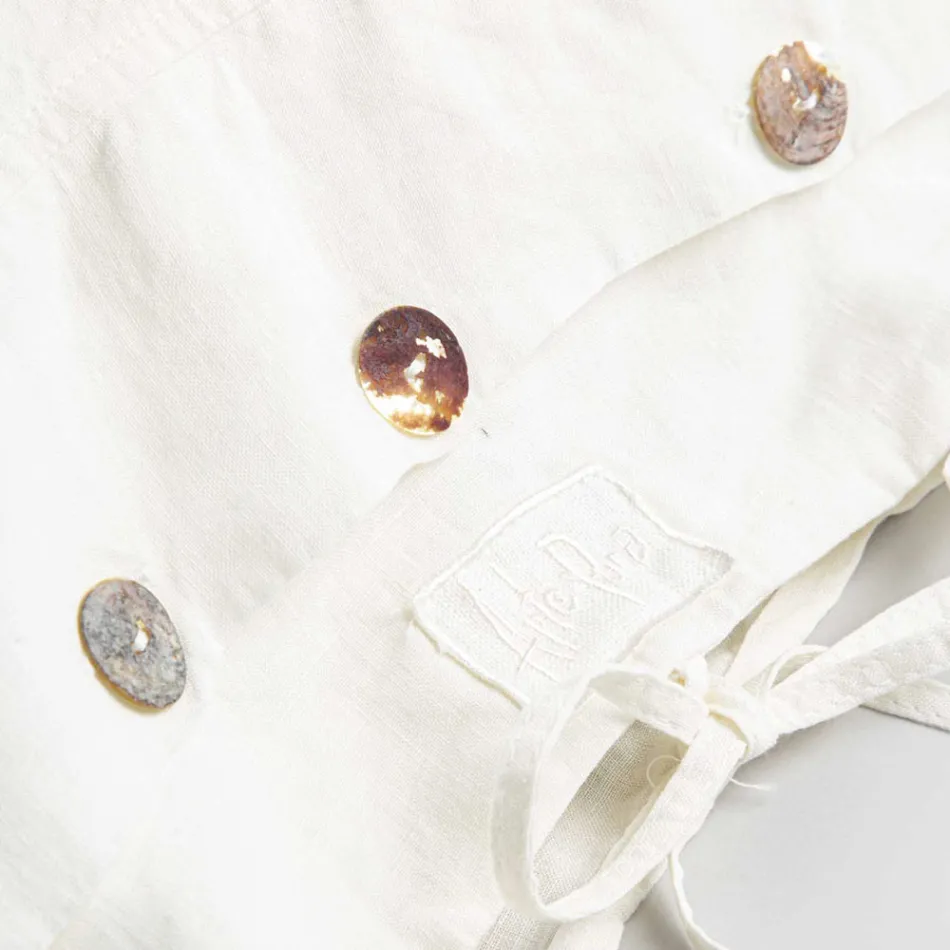 Taie d'oreiller de lit rectangulaire en lin blanc ou noir avec boutons et lacets - Agora Viadurini