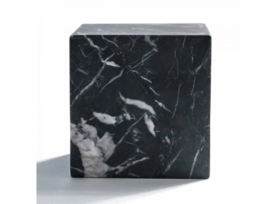 Presse-papier Cube Moderne en Marbre Marquinia Noir Satiné Fabriqué en Italie - Qubino Viadurini